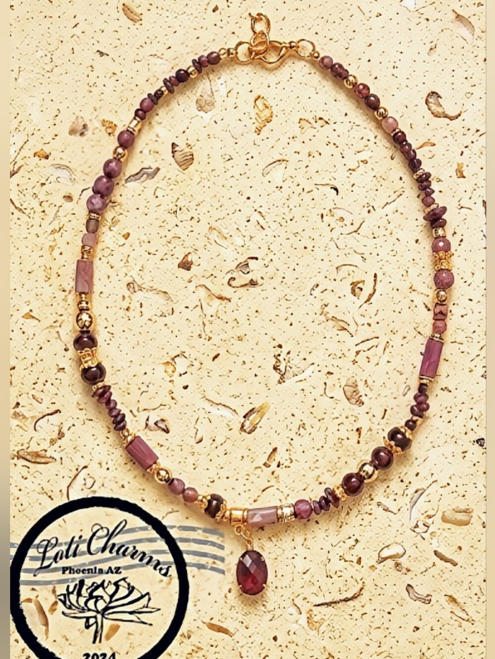 Ravishing Ruby Bohemian Nuggets And Beads In Artisan Gold Necklace Or Choker